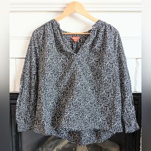 Joe Fresh Black White Print Peasant Blouse Size M